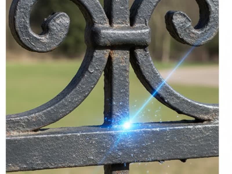 Decorative ironwork after laser cleaning